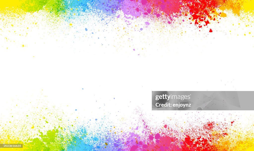 Pintura arco iris en polvo Holi splash ilustración vectorial abstracta