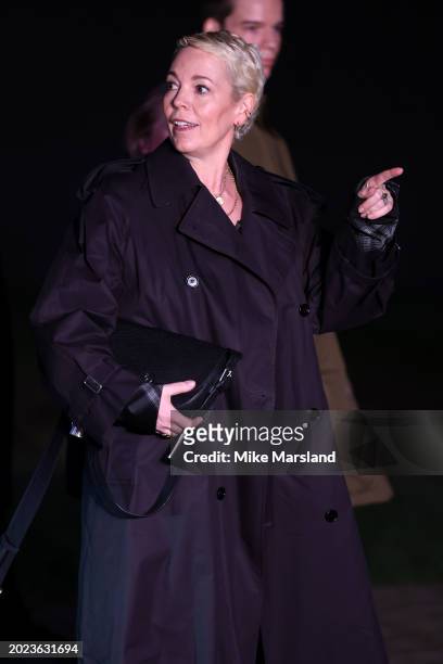 Olivia Colman attends the Burberry show during London Fashion Week February 2024 at Victoria Park on February 19, 2024 in London, England.