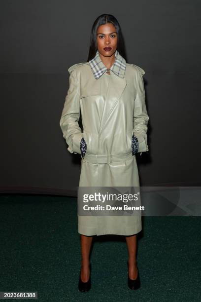 Tina Kunakey attends the Burberry Winter 2024 show during London Fashion Week on February 19, 2024 in London, England.