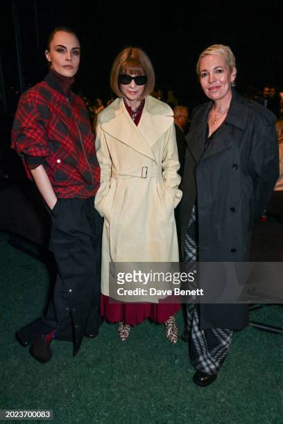 Cara Delevingne, Editor-In-Chief of American Vogue and Chief Content Officer of Conde Nast Dame Anna Wintour and Olivia Colman attend the Burberry...