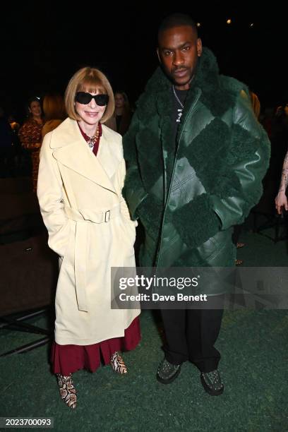 Dame Anna Wintour and Skepta attend the Burberry Winter 2024 show during London Fashion Week on February 19, 2024 in London, England.