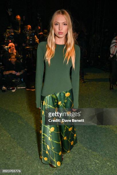 Lila Moss attends the Burberry Winter 2024 show during London Fashion Week on February 19, 2024 in London, England.