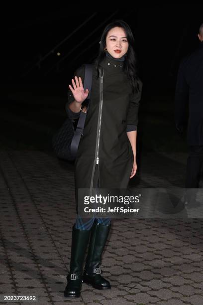 Tang Wei attends the Burberry show during London Fashion Week February 2024 in Victoria Park on February 19, 2024 in London, England.