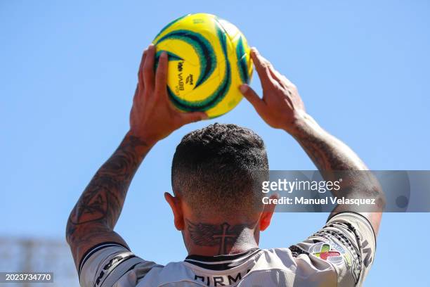 Horacio Carbajal of Puebla prepares to throw the ball during the 6th round match between Pumas UNAM and Puebla as part of the Torneo Clausura 2024...