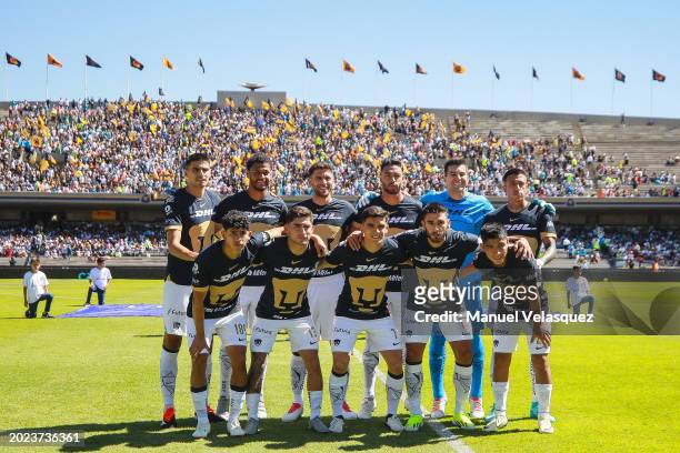Players of Pumas poses for a group photo prior the 6th round match between Pumas UNAM and Puebla as part of the Torneo Clausura 2024 Liga MX at...