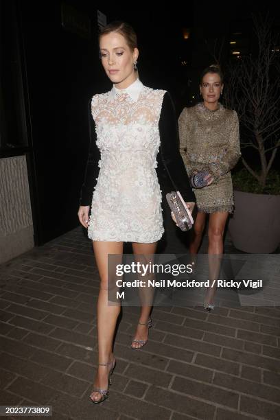 Lady Amelia Spencer and Lady Eliza Spencer at the LFW a/w : Perfect Magazine Party at Dovetale restaurant at 1 Hotel Mayfair during London Fashion...