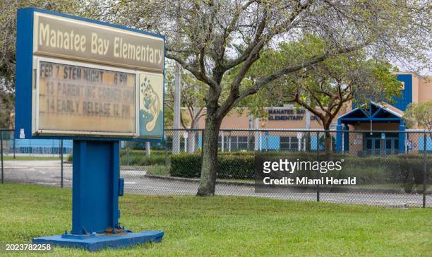 An exterior view of Manatee Bay Elementary School on Monday, Feb. 19 in Weston, Fla. The Florida Department of Health is investigating a measles...