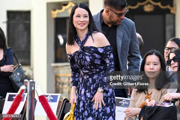 Lucy Liu at the Hand and Footprint Ceremony honoring James Hong held at TCL Chinese Theatre IMAX® on February 22, 2024 in Los Angeles, California.