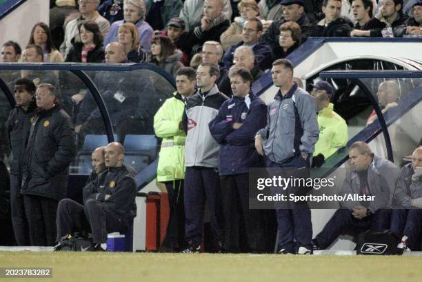 November 27: Bryan Robson, West Bromwich Albion Manager and Nigel Pearson Asssistant Manager of West Browich Albion on the side line during the...