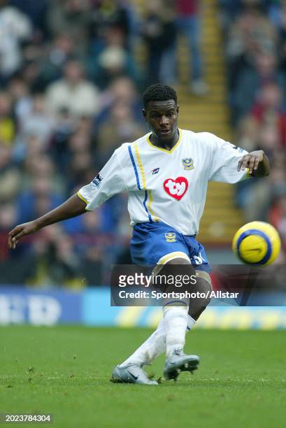 Valery Mezague of Portsmouth on the ball during the Premier League match between Aston Villa and Portsmouth at Villa Park on November 6, 2004 in...