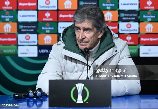 Head Coach of Real Betis Manuel Pellegrini during a press conference after the UEFA Europa Conference League 2023/24 round of 16 second leg match...