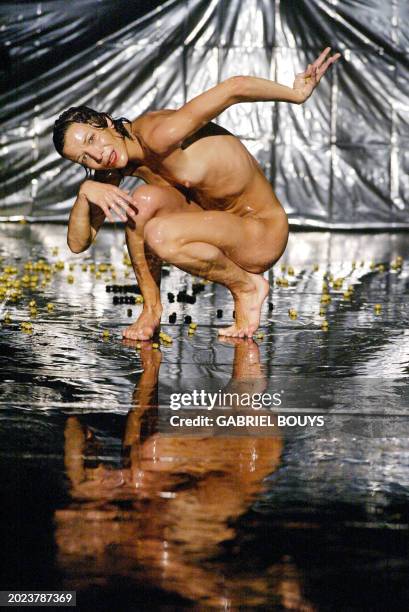 Dancer Lisbeth Gruwez performs during a repetition of the show Quando l'uomo principale è una donna, directed by Belgium artist and choregraph Jan...