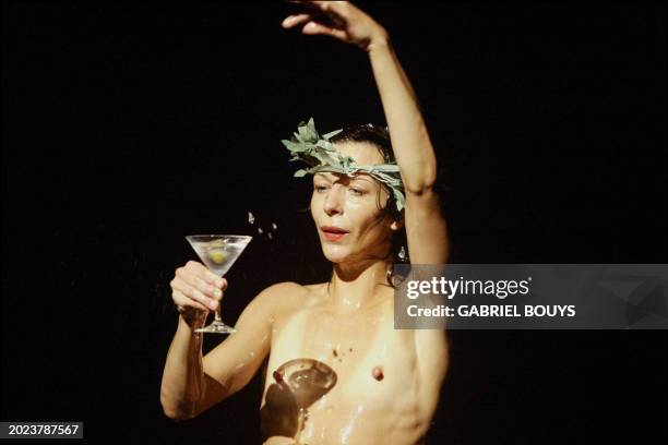 Dancer Lisbeth Gruwez performs during a repetition of the show Quando l'uomo principale è una donna, directed by Belgium artist and choregraph Jan...