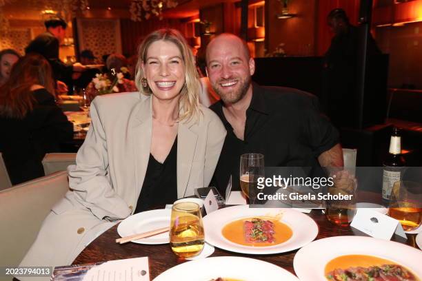 Sarah Brandner, Christian Hymer during the Nobu Munich Sushi Club Dinner on February 22, 2024 at Hotel Mandarin Oriental in Munich, Germany.