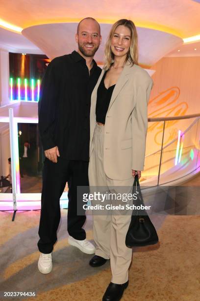 Christian Hymer, Sarah Brandner during the Nobu Munich Sushi Club Dinner on February 22, 2024 at Hotel Mandarin Oriental in Munich, Germany.