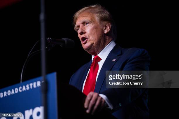 Republican presidential candidate, former U.S. President Donald Trump, speaks during the 2024 NRB International Christian Media Convention...