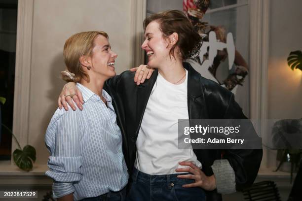 Stacy Martin and Renate Reinsve attend the MUBI drinks during the 74th Berlinale International Film Festival at Hotel Chateau Royal on February 19,...