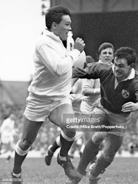 Rory Underwood of England in action during the Five Nations Championship match between England and Ireland at Twickenham Stadium on February 19, 1988...