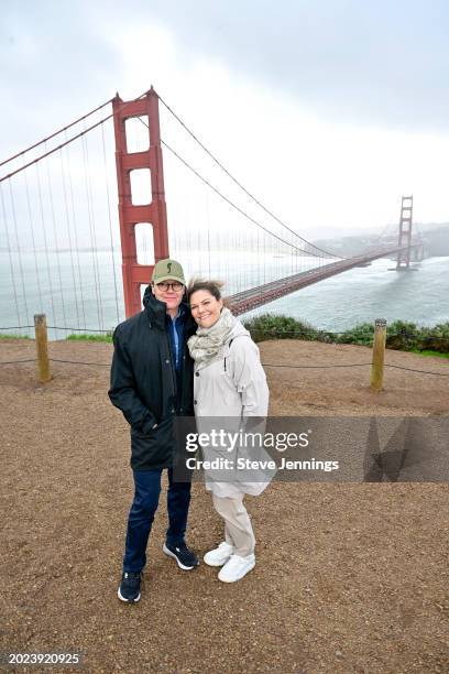 Prince Daniel of Sweden and Crown Princess Victoria of Sweden visit the Golden Gate Viewpoint during their San Francisco Bay Area tour on February...