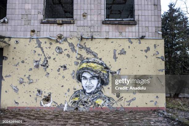 View of destruction as Kyiv Oblast, surrounding the capital of Ukraine, still bears the scars of the war as the country marks the 2nd anniversary of...