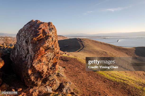 rock formation of coyote hills regional park - chert fotografías e imágenes de stock