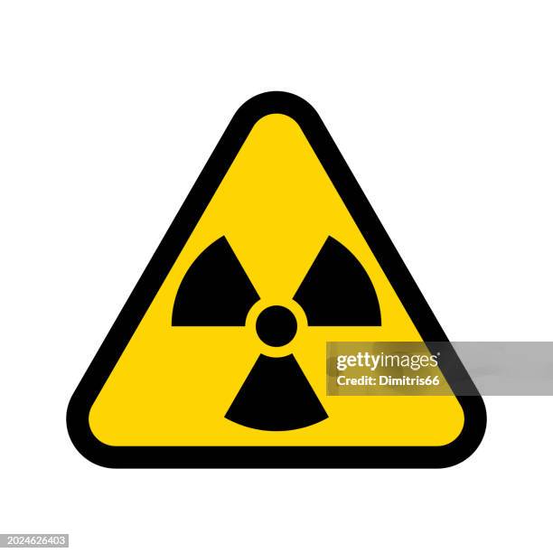 illustrazioni stock, clip art, cartoni animati e icone di tendenza di icona del segno di radioattività. - segnale di pericolo di radiazioni