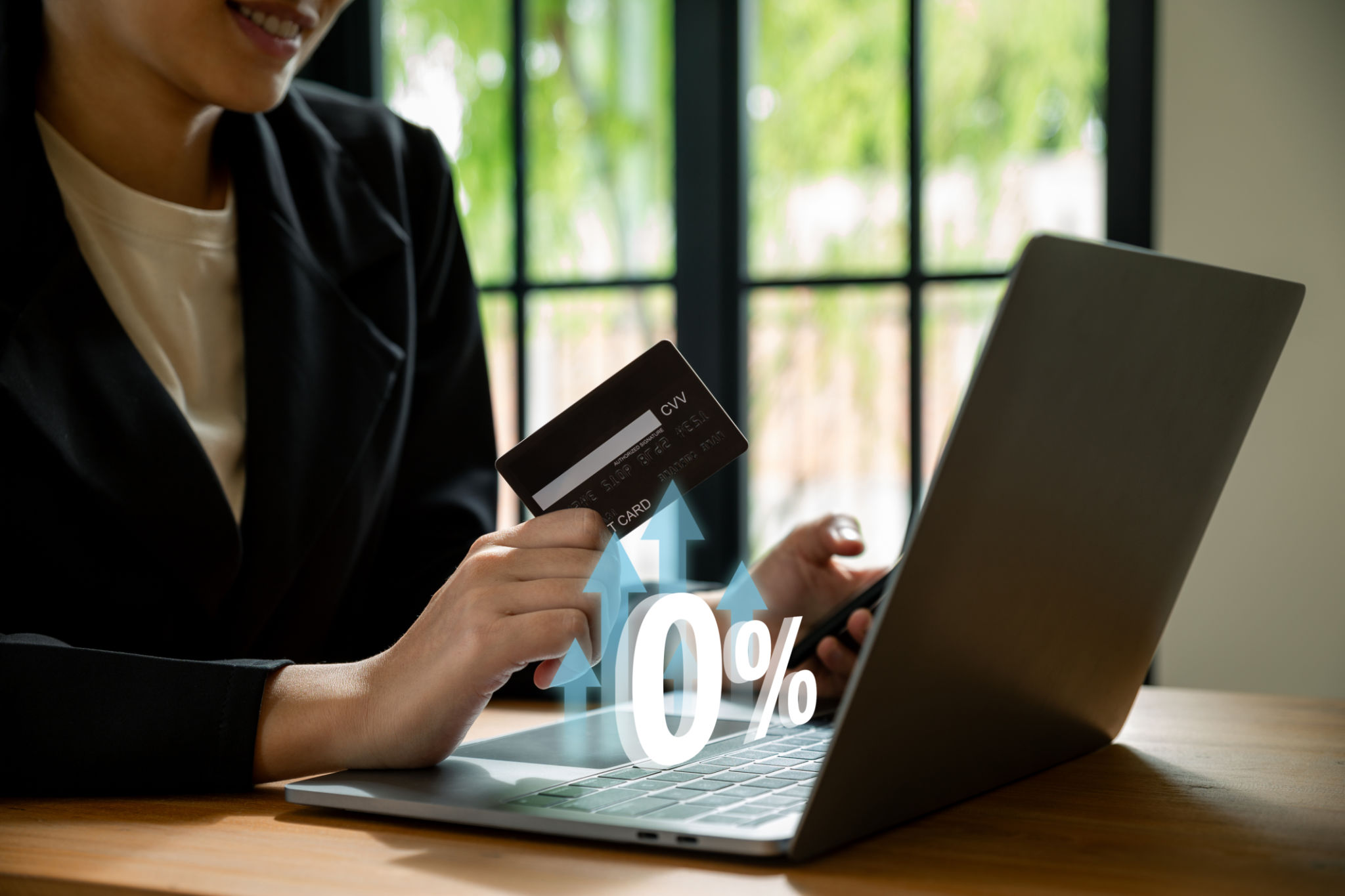 Businesswoman using phone and pay by credit card, Installment payment. Businesswoman using phone and pay by credit card, Installment payment.