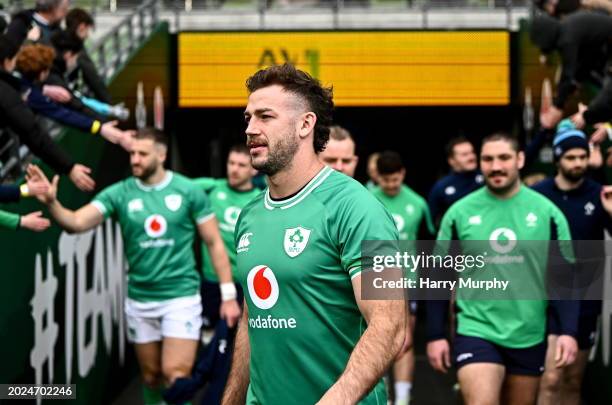 Irish Rugby Running Dublin , Ireland - 23 February 2024; Caelan Doris walks out for an ...