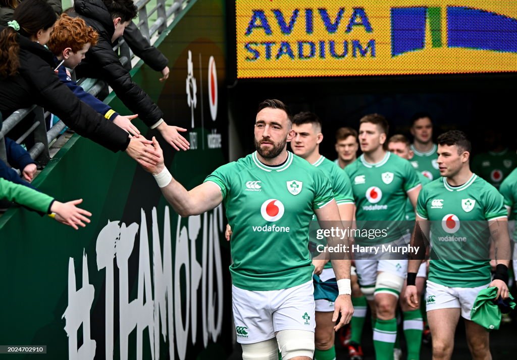 Irish Rugby Running Dublin , Ireland - 23 February 2024; Jack Conan walks out for an ...