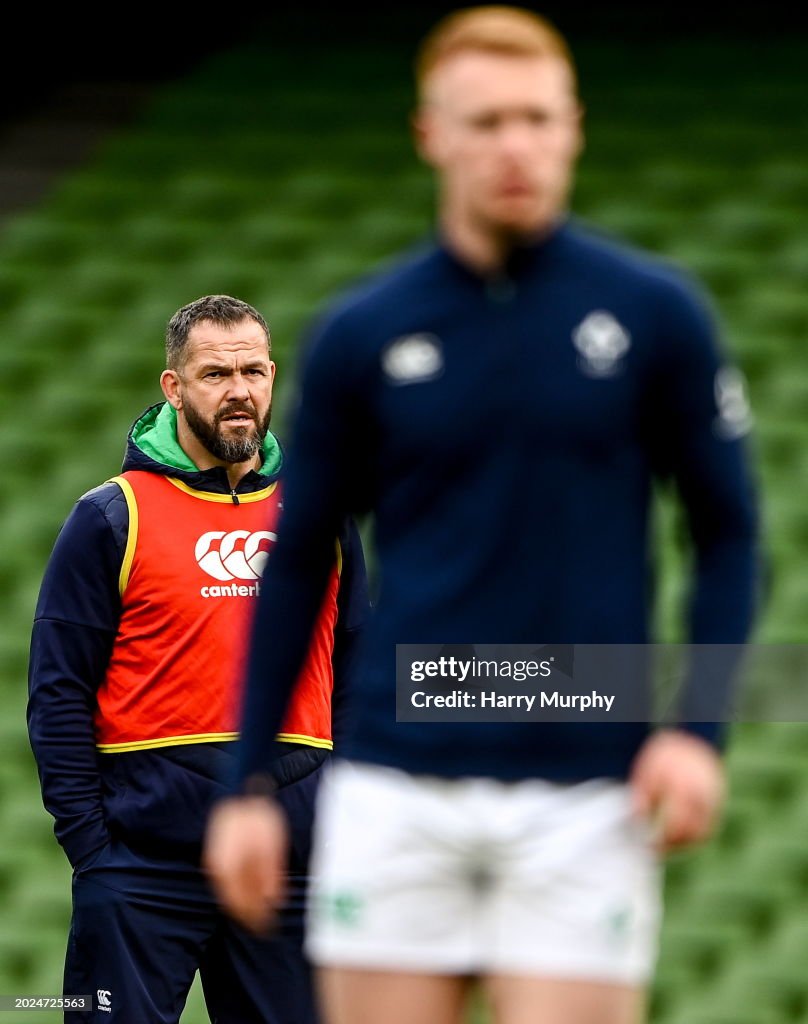 Irish Rugby Running Dublin , Ireland - 23 February 2024; Head coach Andy Farrell and ...