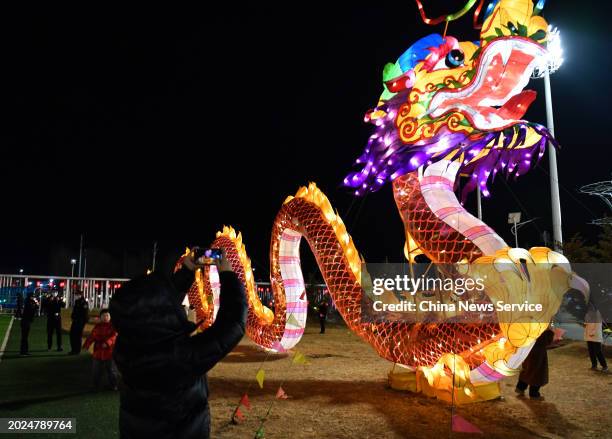 Lanterns are displayed to celebrate the Lantern Festival on February 19, 2024 in Xiongan New Area, Hebei Province of China.