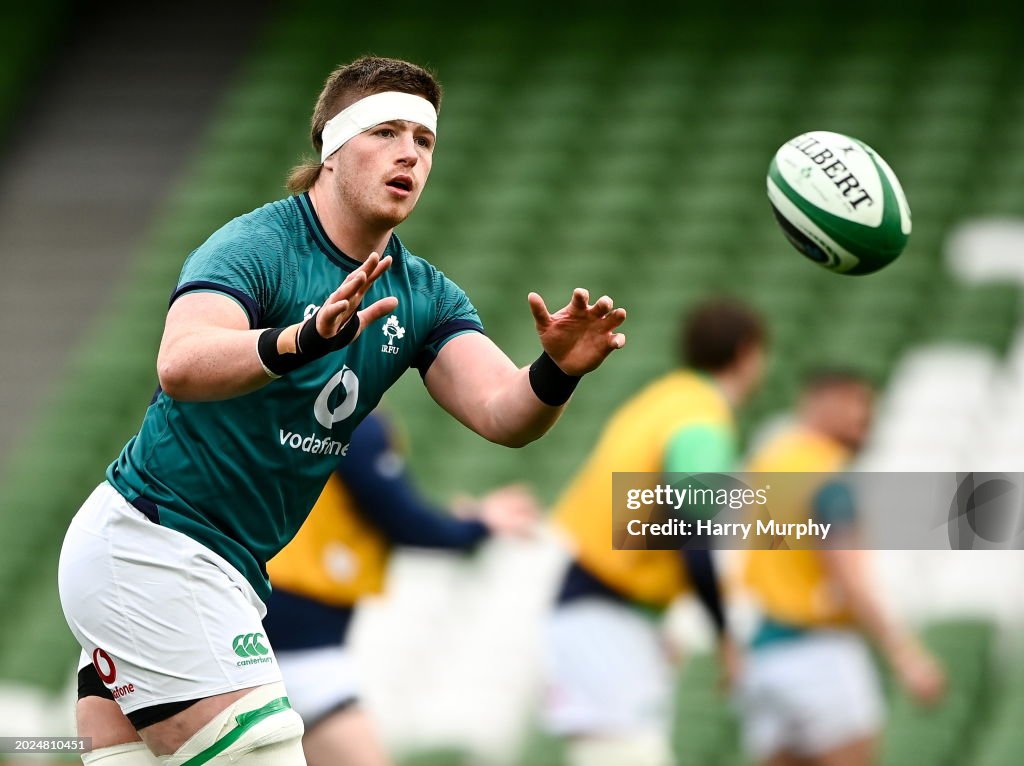 Irish Rugby Running Dublin , Ireland - 23 February 2024; Joe McCarthy during an Ireland ...