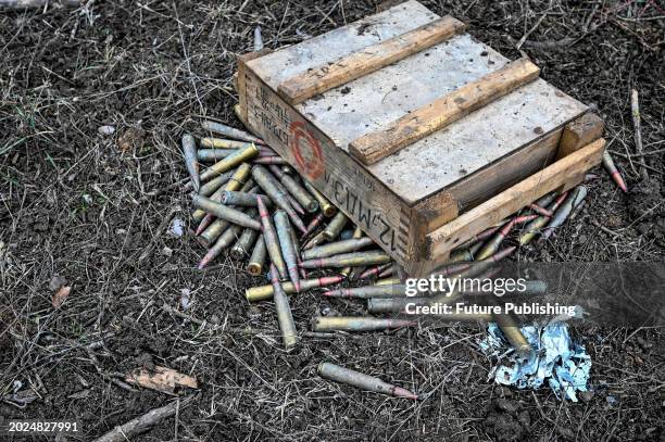Bullets are scattered on the ground, Zaporizhzhia region, south-eastern Ukraine.