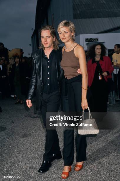 Scottish actor Ewan McGregor and American actress Cameron Diaz attend the Sixth Annual MTV Movie Awards at The Barker Hangar, Santa Monica Air...