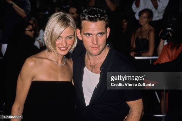 American actress Cameron Diaz and American actor Matt Dillon attend the local premiere of 'There's Something About Mary' at the Mann Village Theatre,...