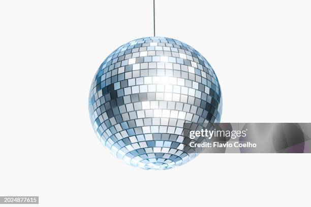 disco ball on white background - globo espelhado imagens e fotografias de stock
