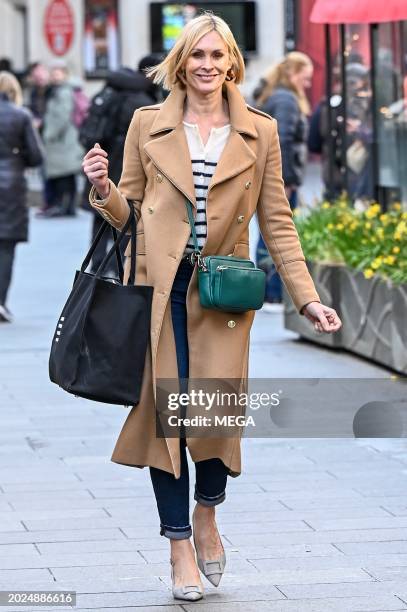 Jenni Falconer is seen leaving Global Studios, Smooth FM on February 23, 2024 in London, United Kingdom.