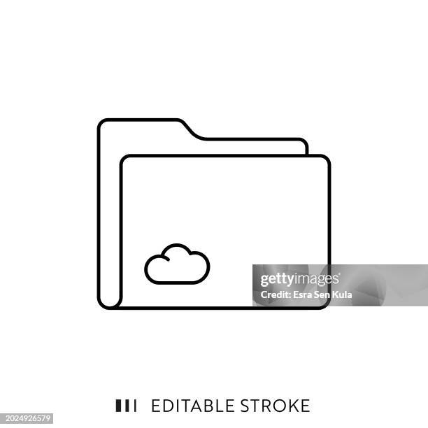 cloud folder line icon design with editable stroke. suitable for infographics, web pages, mobile apps, ui, ux, and gui design. - secure file storage stock illustrations