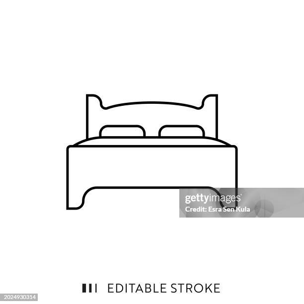 twin bed line icon design with editable stroke. suitable for infographics, web pages, mobile apps, ui, ux, and gui design. - motel stock illustrations
