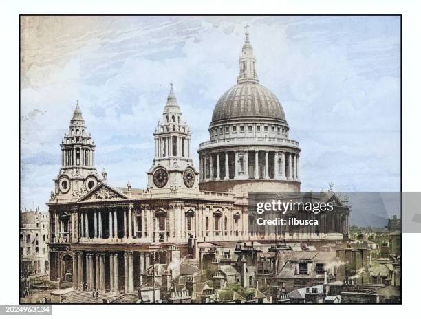 antique london's photographs: st paul's cathedral - st pauls cathedral stock illustrations