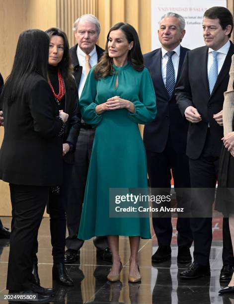 Queen Letizia of Spain attends the opening ceremony of the Talent Tour 2024 at the International Centre of Spain on February 20, 2024 in Salamanca,...