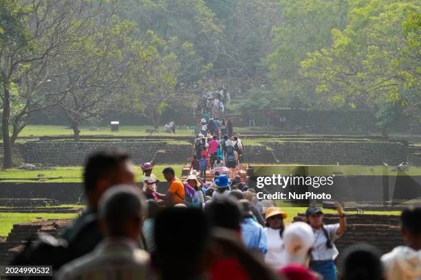 Tourists and local visitors are visiting the Sigiriya Rock in Dambulla, Sri Lanka, on January 23, 2024.