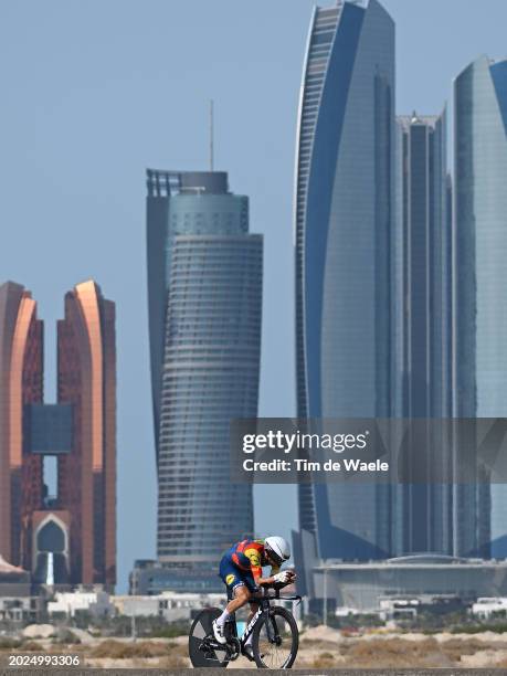 Dario Cataldo of Italy and Team Lidl-Trek sprints during the 6th UAE Tour 2024, Stage 2 a 12.1km individual time trial in Al Hudayriyat Island on...