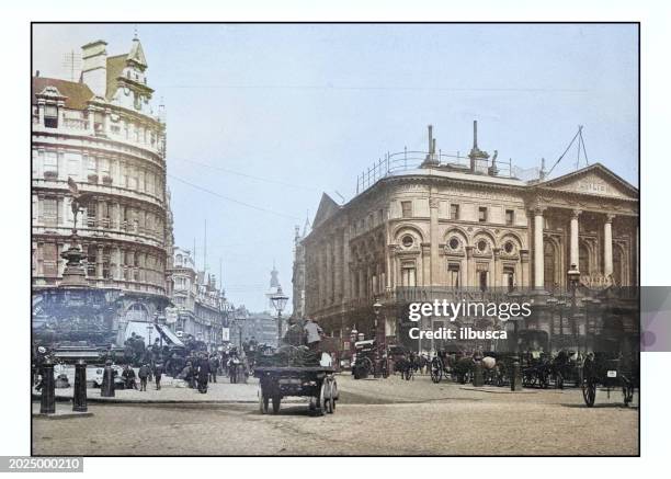 antique london's photographs: shaftesbury avenue - soho london stock illustrations