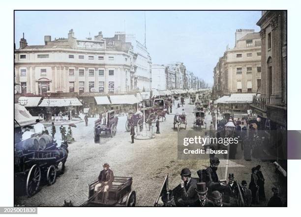 antique london's photographs: regent circus and oxford street - oxford england stock illustrations