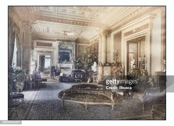 antique london's photographs: drawing room in marlborough house - house new zealand stock illustrations
