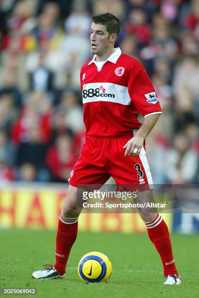 November 7: Franck Queudrue of Middlesbrough on the ball during the Premier League match between Middlesbrough and Bolton Wanderers at Riverside...