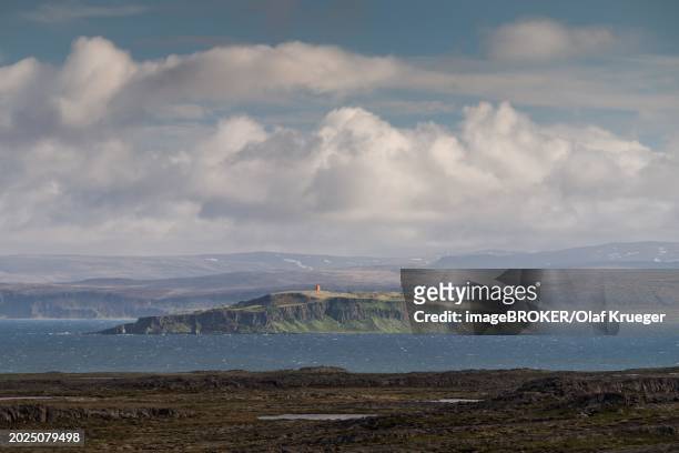 grimsey island, near drangsnes, westfjords, iceland, europe - icelands grimsey island photos et images de collection