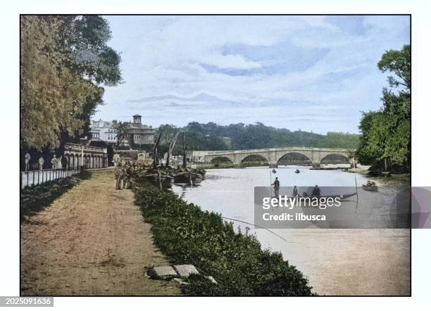 ilustraciones, imágenes clip art, dibujos animados e iconos de stock de antique london's photographs: richmond bridge - richmond san rafael bridge
