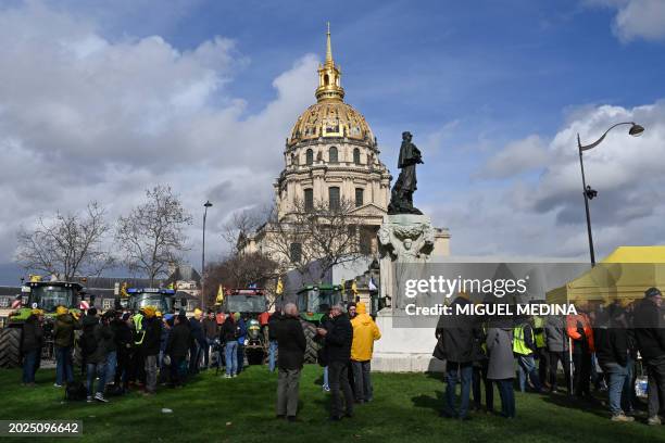 French farmers attend a demonstration led by the Coordination Rurale agricultural union, ahead of the opening of the 60th International Agriculture...